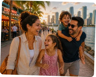 A family enjoying a day out together
